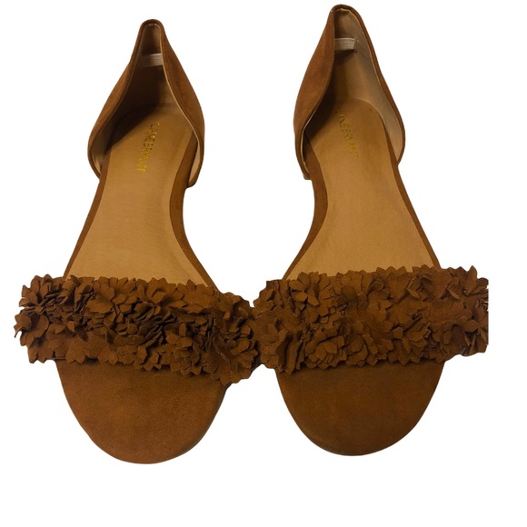 Lane Bryant Brown Ruffle Slip On Sandal size 9W - Picture 1 of 9